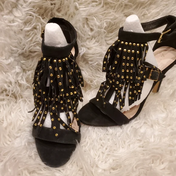 ALDO| NEW Womens black fringe high heels NEVER WORN|Size 7 - Picture 6 of 7